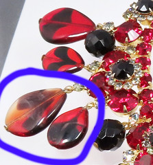 Rare Book Piece ’63 Vintage Juliana D&E Red with Black Drops Dangle Bib Necklace