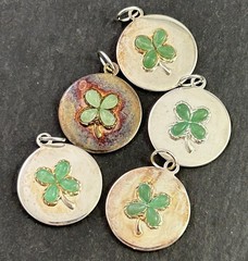 Vintage Clover Charm Pendant Lot Shamrock Lucky Clover Silver Plated AS IS CRAFT
