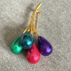 VTG Balloon Brooch Pin Balloons Gold Tone Large Big Birthday Colorful Enamel