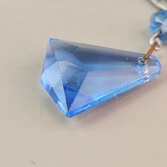 Vintage Art Deco Necklace Bracelet Set Blue Glass 16″