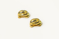 Vintage Christian Dior Gold Tone Modernist Curved Clip-on Earrings