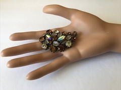 Antique Made in Australia Topaz Crystral Leaf Pin Brooch