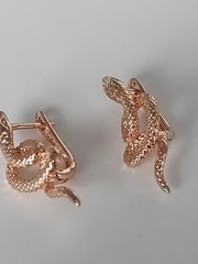 Vintage 1990-s 14 Ct Rolled Gold Long Solid Snake Earrings-Hallmarked 585 RG