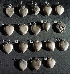 Vintage 1940s Sterling Silver Puffy Heart Charms WWII Sweetheart CHOOSE ONE