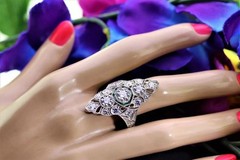 Art Deco 2.50Ct White Emerald CZ Vintage Engagement Wedding Ring In 925 Silver
