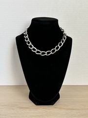 VNTG Large Curb Link Silver Tone Choker Necklace Unisex Adult by PegasusCoro