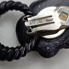VTG Jeff Lieb Clip Earrings Blk/Silver Rhinestone One Of A Kind Custom Handmade