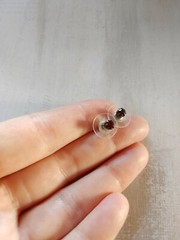 Vintage earrings silver tone dark red crystal rhinestone 4mm stud solitaire