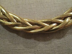 Gold Tone Woven Braided Statement Necklace (looks like the real thing) NEW