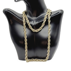 Multi Link Twist Rope Style Chain Very Light Gold Tone Vintage Necklace 30 Inch