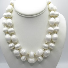 Japan Plastic Double Strand Shimmery Very Light Beaded Necklace MCM