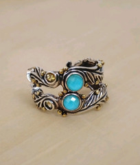 Rare Echo of the Dreamer Sterling Silver Bronze Turquoise Citrine Hoop Earrings