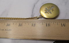 Vintage B&B 14k GF Yellow Gold Filled Chain Necklace Large CZ Cross Locket #408