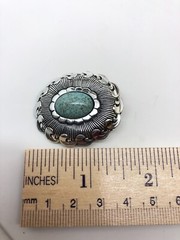 Vtg West Germany Scarf Clip Faux turquoise Oval cabochon Silver Tone signed