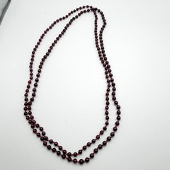 Vintage Genuine Natural Garnet Hand Knotted 4mm Bead Necklace, 38” Long