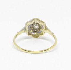 Art Deco Style Lab Created Diamond & Sapphire Anniversary 14K Gold Finish Ring