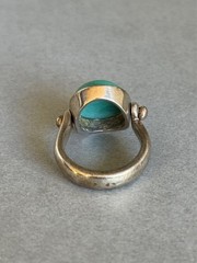 Vintage Unused Sterling Silver and Turquoise Hinged Ring Size 7 1/4