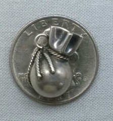 Vintage Sterling Silver Money Bag Charm Sack Riches 3D