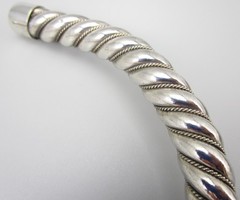 UNUSUAL HEAVY MEXICAN STERLING SILVER NECKWIRE TORQUE COLLAR NECKLACE 82G