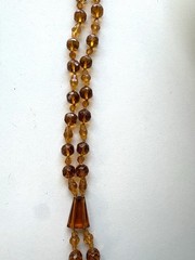 Art Deco Czech glass necklace faceted beads glass amber colored Hand knotted 24”