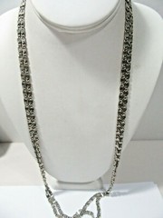 VINTAGE PAPER CLIP CHAIN LONG SILVER TONE FASHIONABLE TRENDY