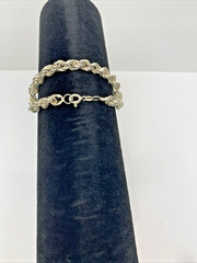 Sterling Silver 925 Italy 6MM Wide Vintage Rope Chain Bracelet 7″ 7.9g
