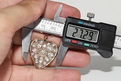 Antique Circa 1900s 12k Gold Natural Rose Cut Diamond Heart Pendant Necklace