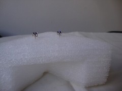 VINTAGE 6MM ROUND BRILLIANT CUT DARK BLUE CZ STERLING SILVER PRONG STUD EARRINGS