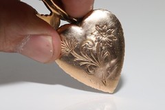 Antique Circa 1900s 12k Gold Natural Rose Cut Diamond Heart Pendant Necklace