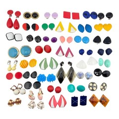 Vtg Earrings Lot of 44 Pairs Clip-on Screw-backs Lucite Acrylic Resin Mod Retro