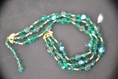 Trifari multi strand art glass irridescent aurora borealis necklace three 17″