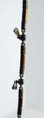 Retro Vintage Shiny Gold Tone Bar Link Chain with Small Charms Necklace 30”