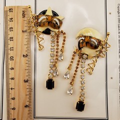Lunch At The Ritz Pierced Earrings Masquerade With Moon New On Menu Card 1993
