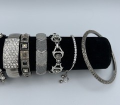 Vintage Rhinestone Crystal Sparkle Bracelets Lot Of 11 Various Styles