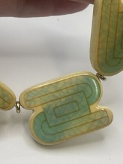 Vintage Artisan Genuine Ceramic Set Deco Style Necklace & Matching Earrings