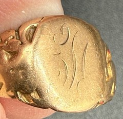 Vintage 10K Gold Ring Monogram Initial Engraved Victorian Size Unknown 3.08g