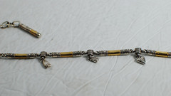Retro Vintage Shiny Gold Tone Bar Link Chain with Small Charms Necklace 30”