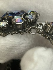 Florenza Signed Demi-Parure Bracelet & Clip On Earrings Set with Aurora Borealis