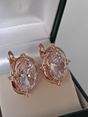 Vintage 1990s 14 Ct Large Rolled Gold Crystal Zircon Earrings-Hallmarked 585 RG