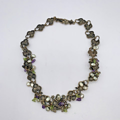 La Contessa Mary DeMarco Vintage Pewter Frog Whimsical Charm Statement Necklace