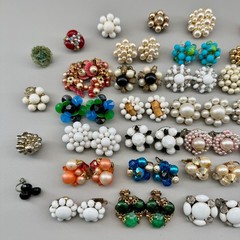 Vintage Cluster Clip On Earrings Lot Germany Hong Kong Japan 28 Pairs 14 Singles