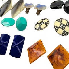 Vtg Earrings Lot of 44 Pairs Clip-on Screw-backs Lucite Acrylic Resin Mod Retro