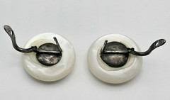 Vintage 1940s Mother of Pearl Iridescent Domed Button Screw-Back Earrings