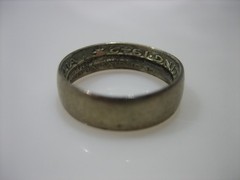 925 Sterling Antique 1942 Australia Shilling Ring Band Size 3.75