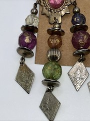 Vtg 1980s Pierced Earrings Multi-Color Chandelier Boho Statement Southwestern