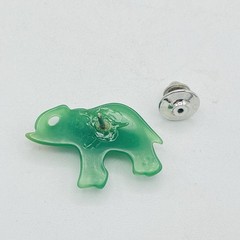 Avon Vintage 1984 Lucky Friends Elephant Lapel Pin Faux Jade Green