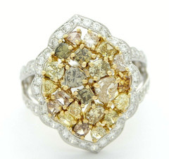 DIAMOND FANCY COLOR CLUSTER RING CERTIFIED NATURAL EARTH MINED DESIGNER $22,750
