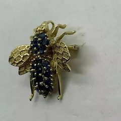 1.50Ct Round Cut Blue Sapphire Bee Brooch Pin & Pendant 14K Yellow Gold Plated