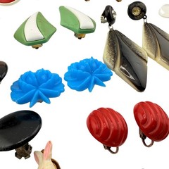 Vtg Earrings Lot of 44 Pairs Clip-on Screw-backs Lucite Acrylic Resin Mod Retro