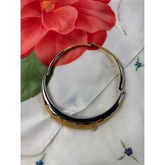 Vintage Two Tone Gold Silver Textured Drip Collar Choker Statement Necklace